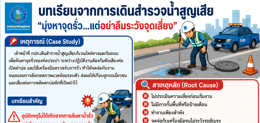 ถอดบทเรียน "มุ่งหาจุดรั่ว...แต่อย่าลืมระวังจุดเสี่ยง" พร้อมสูตรลับ 6 SAFE สำหรับนักสำรวจท่อ